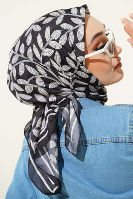 Desenli Siyah Serisi Eşarp Asorti 7 - Başörtüsü