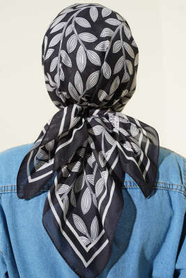 Desenli Siyah Serisi Eşarp Asorti 7 - Başörtüsü