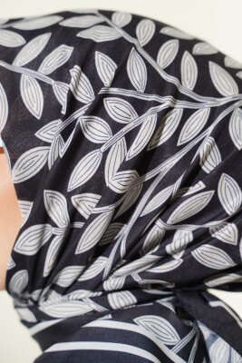 Desenli Siyah Serisi Eşarp Asorti 7 - Başörtüsü