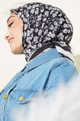 Desenli Siyah Serisi Eşarp Asorti 9 - Başörtüsü