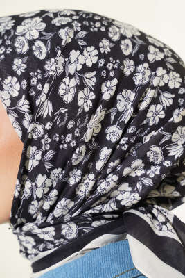 Desenli Siyah Serisi Eşarp Asorti 9 - Başörtüsü