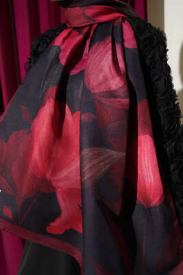 Desenli Soft Bordo Serisi Şal Asorti 5 - Başörtüsü