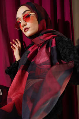 Desenli Soft Bordo Serisi Şal Asorti 5 - ASSE BONE