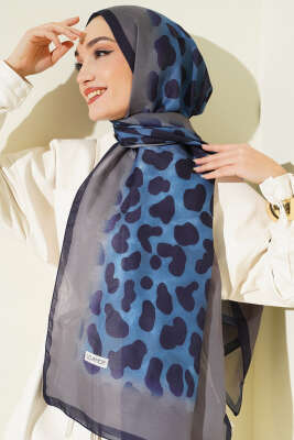 Desenli Soft Lacivert Serisi Şal Asorti 10 - ASSE BONE