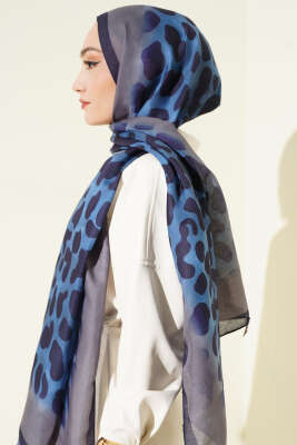 Desenli Soft Lacivert Serisi Şal Asorti 10 - Başörtüsü