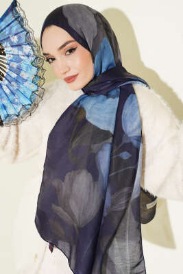 Desenli Soft Lacivert Serisi Şal Asorti 2 - Günün Seçilenleri