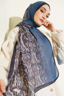 Desenli Soft Lacivert Serisi Şal Asorti 3 - Günün Seçilenleri