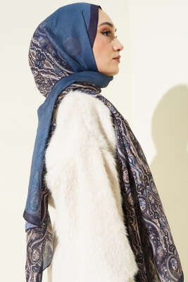 Desenli Soft Lacivert Serisi Şal Asorti 3 - Günün Seçilenleri