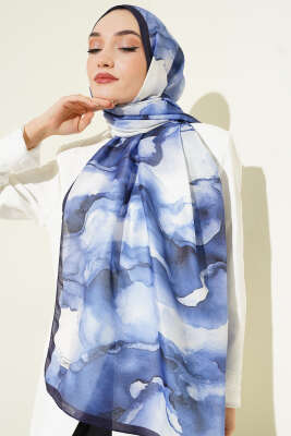 Desenli Soft Lacivert Serisi Şal Asorti 4 