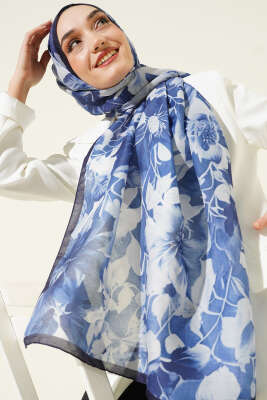 Desenli Soft Lacivert Serisi Şal Asorti 5 - ASSE BONE