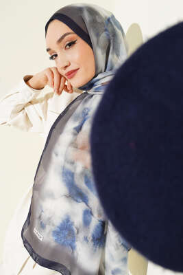 Desenli Soft Lacivert Serisi Şal Asorti 9 - ASSE BONE