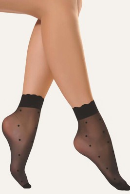 Desenli Soket Çorap Siyah - Thumbnail