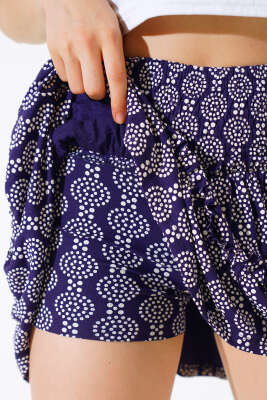 Desenli Şort Etek Lacivert - Kadın Giyim Modelleri