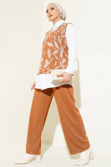 Desenli Süveterli Üçlü Takım Bisküvi - İKİLİ TAKIM