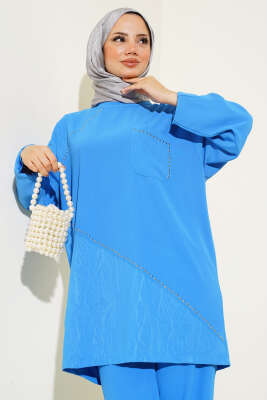 Desenli Taşlı İkili Takım Mavi - 500-700 TL Ürünler