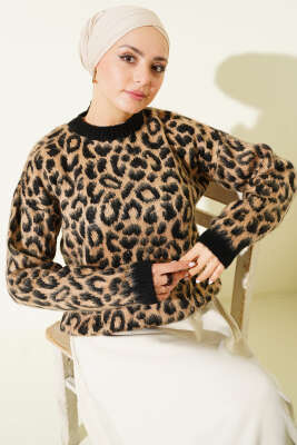 Desenli Triko Leopar Kazak - FİXAY