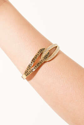 Desenli ve Işıltılı Modern Kelepçe Bileklik Gold - DEMİR BİJUTERİ