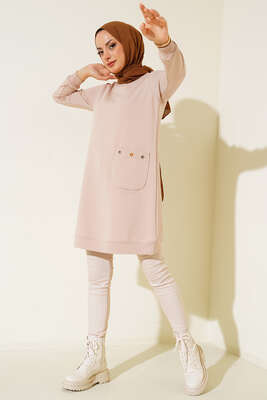 Design Free Armalı Uzun Tunik Bej - Tunik