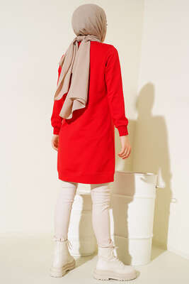 Design Free Armalı Uzun Tunik Kırmızı - Tunik