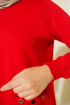 Design Free Armalı Uzun Tunik Kırmızı - Tunik