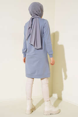 Design Free Armalı Uzun Tunik Mavi - Tunik