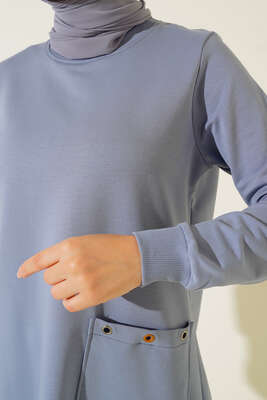 Design Free Armalı Uzun Tunik Mavi - Tunik