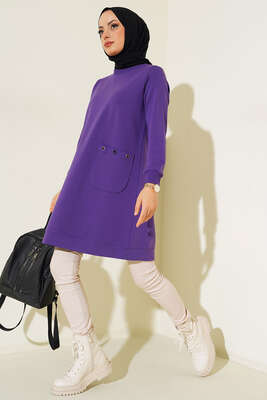 Design Free Armalı Uzun Tunik Mor - Tunik