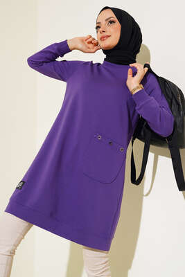 Design Free Armalı Uzun Tunik Mor 