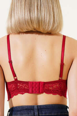 Destekli Çapraz İpli Bralet Sütyen Bordo - Destekli / Push Up Sütyen