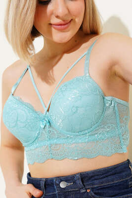 Destekli Çapraz İpli Bralet Sütyen Mint Yeşili 