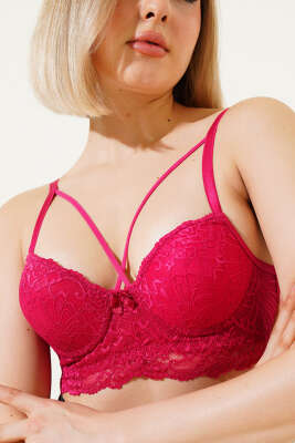 Destekli Çapraz İpli Bralet Sütyen Vişne 