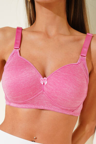 Desteksiz Balensiz Sünger Sütyen Pembe Kırçıllı - Desteksiz Sütyen