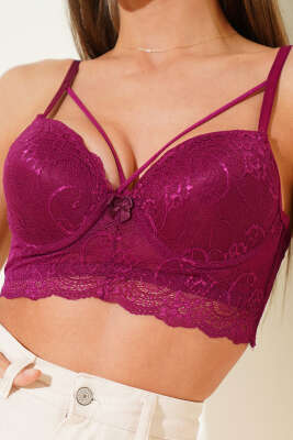 Desteksiz Çapraz İpli Bralet Sütyen Mürdüm - Yılın Fırsatı