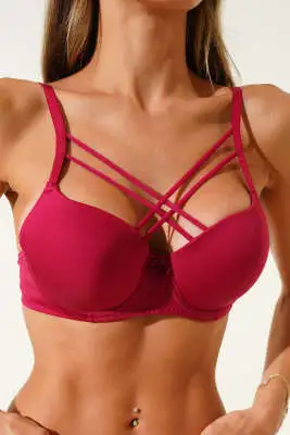 Desteksiz Micro Çapraz Sütyen Bordo - Toparlayıcı Sütyen / Minimizer Sütyen