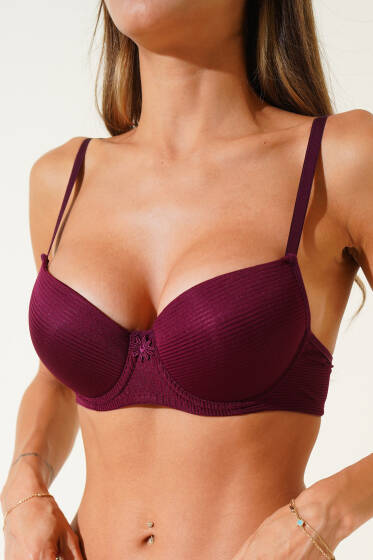 Desteksiz Şerit Sütyen Mürdüm - Desteksiz Sütyen