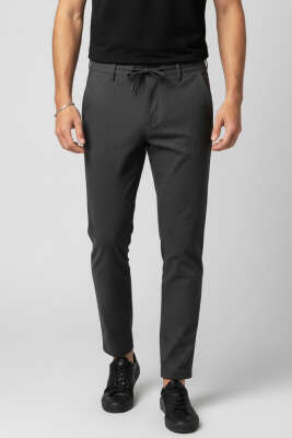 Pilesiz Bel Bağcıklı Erkek Pantolon Füme - DİGA