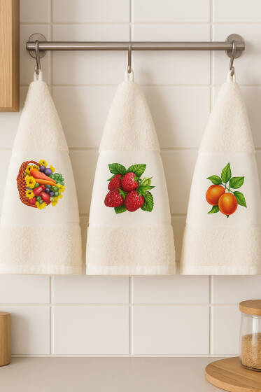 Dijital Baskılı 3'lü Mutfak Havlu Seti Asorti 6 - Mutfak Havlusu