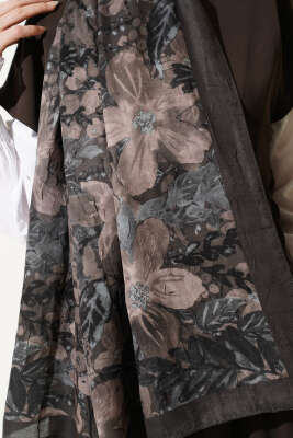 Dijital Baskılı Floral Bambu Şal Haki - Başörtüsü