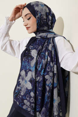 Dijital Baskılı Floral Bambu Şal Saks - Başörtüsü