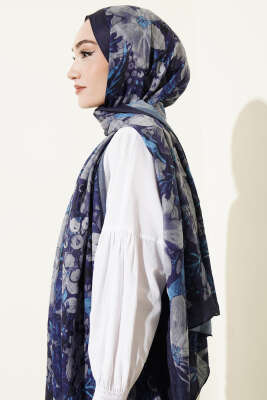 Dijital Baskılı Floral Bambu Şal Saks - Başörtüsü