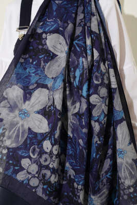 Dijital Baskılı Floral Bambu Şal Saks - Başörtüsü