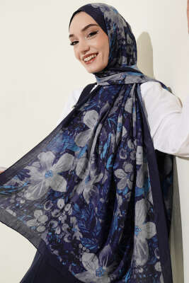 Dijital Baskılı Floral Bambu Şal Saks 