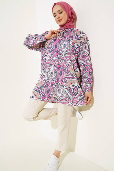 Dijital Baskılı Gömlek Fusya - Gömlek