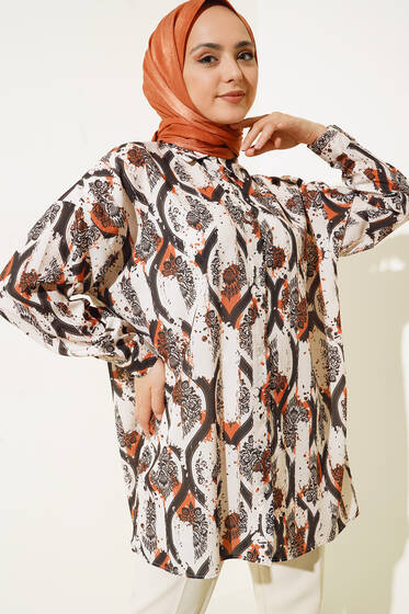 Dijital Baskılı Gömlek Kiremit - Gömlek