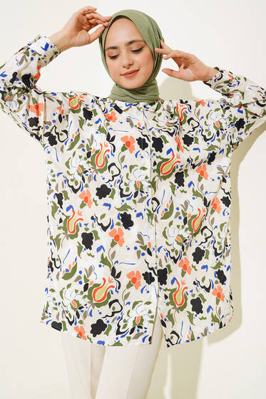 Dijital Baskılı Karma Gömlek Haki - Gömlek