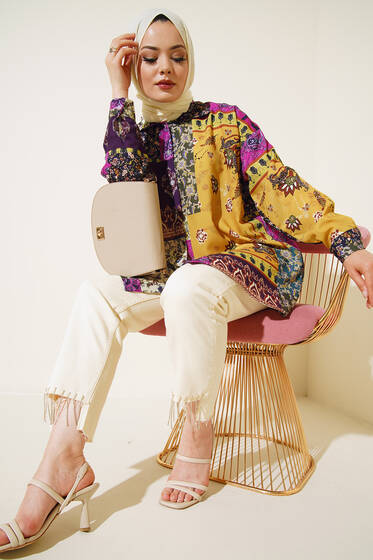 Dijital Baskılı Karma Gömlek Yağ Yeşili - Gömlek