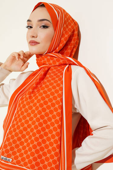 Dijital Baskılı Medine Şal Oranj - Başörtüsü