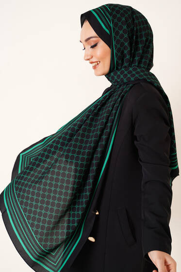 Dijital Baskılı Medine Şal Yeşil - Başörtüsü