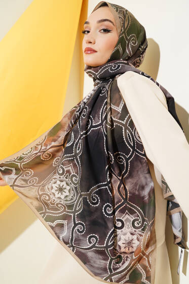 Dijital Etnik Desen Medine Şal Bej - Yılın Fırsatı 