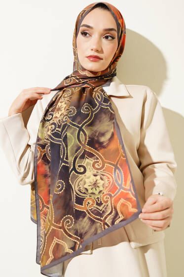 Dijital Etnik Desen Medine Şal Vizon Yeşil - Yılın Fırsatı 
